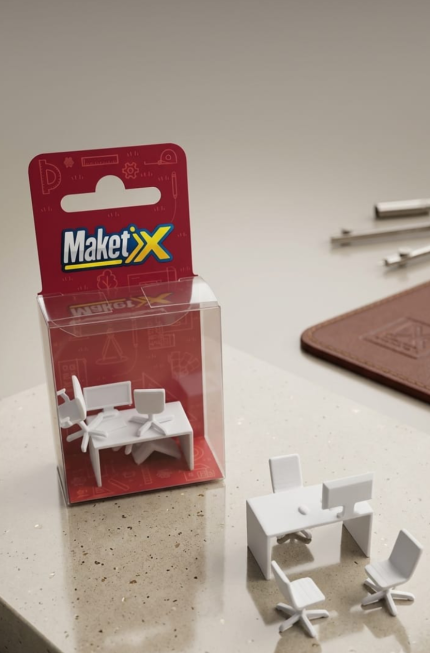 MX2046 - Maket Ofis Masa Sandalye Set 1:50